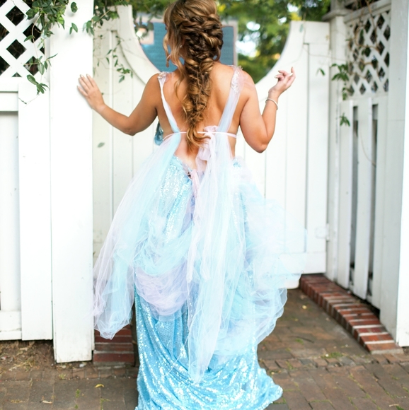 SAMPLE GOWN ONLY - VERONICA Ocean Blue Sequin Wedding Ballgown Set - Picture 10 of 13